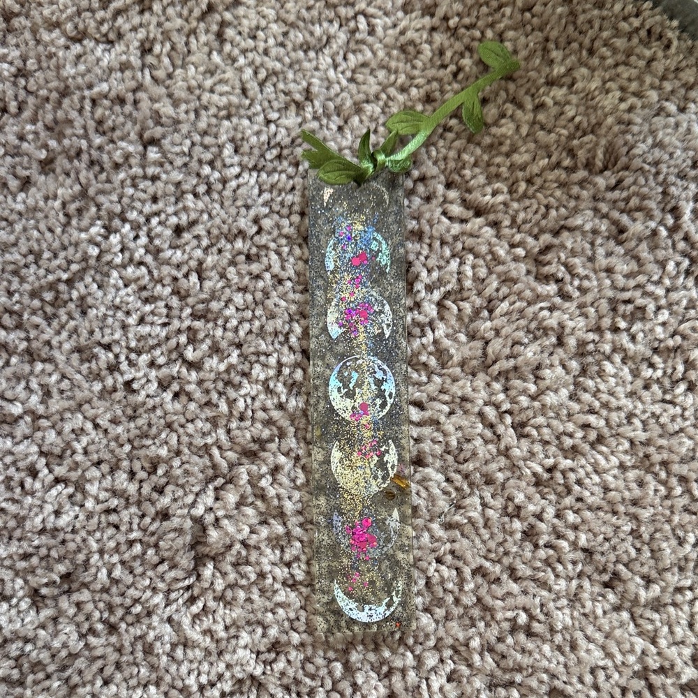 Glittery Resin Moon Phase bookmark
